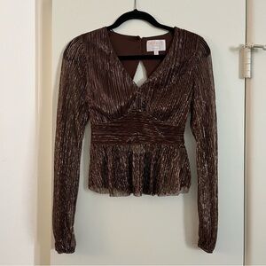 Francesca's Collections Shimmering Brown Blouse